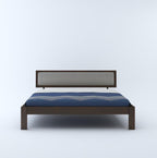 STRATA FURNITURE Solid Sheesham Wood Queen Size Bed Without Storage for Bedroom Living Room Home Wooden Cot Double Bed Palang with Cushion Headboard Furniture (Walnut Finish)