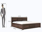STRATA FURNITURE Sheesham Wood King Size Bed with Box Storage Double Cot Wooden Palang for Bedroom Living Room Furniture (Walnut Finish)