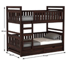 STRATA FURNITURE Sheesham Wood Bunk Bed with 2 Drawer Storage Wooden Double Bed Furniture for Bedroom Home (Walnut Finish)