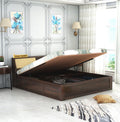 STRATA FURNITURE Sheesham Wood Queen Size Bed with Hydraulic and Headboard Storage for Living Room Home Bedroom Wooden Double Bed Cot Palang Furniture (Walnut Finish)