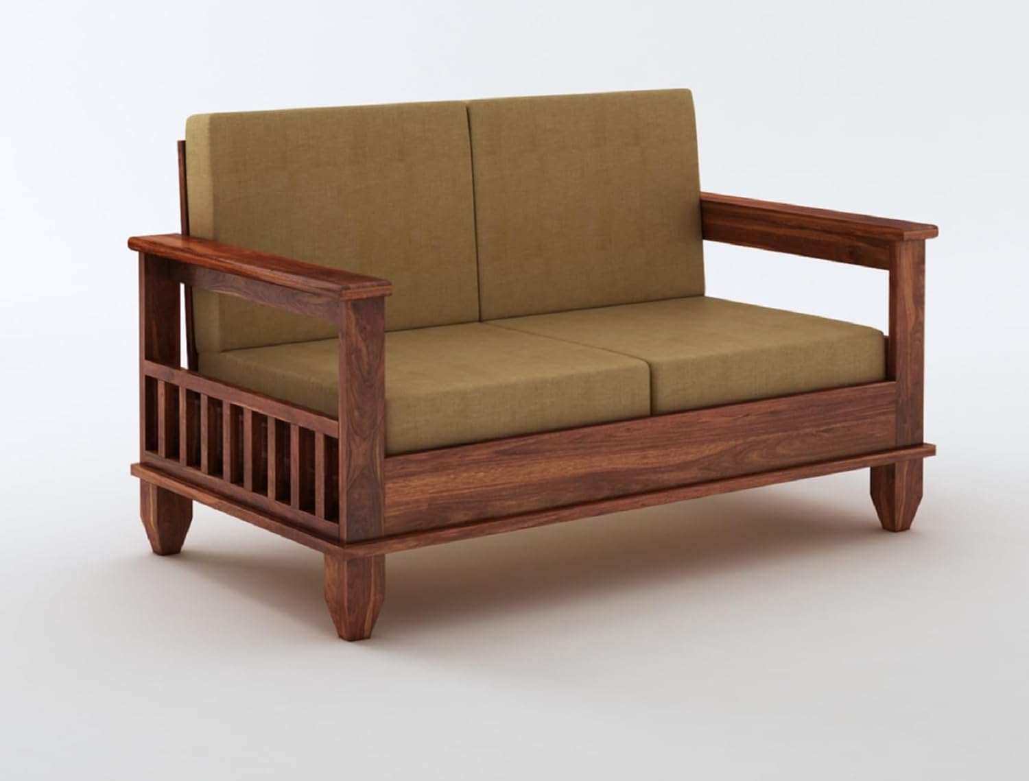 STRATA FURNITURE Sheesham Wood 7 Seater Sofa Set for Living Room Home Office Hall Solid Wooden 3+2+1+1 Seater Sofa Set Furniture (Honey Finish)