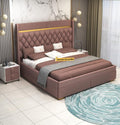 STRATA FURNITUR Sheesham Wood Queen Size Bed with Box Storage and Upholstery Tufted Headboard | Modern Wooden Double Bed Cot Palang Furniture for Bedroom, Hotel, Living Room, and Home (Onion Pink)