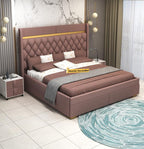 STRATA FURNITUR Sheesham Wood Queen Size Bed with Box Storage and Upholstery Tufted Headboard | Modern Wooden Double Bed Cot Palang Furniture for Bedroom, Hotel, Living Room, and Home (Onion Pink)