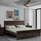STRATA FURNITURE Solid Sheesham Wood King Size Bed with Box Storage | Wooden Double Bed Cot Palang Furniture for Bedroom Living Room and Home (Honey Finish)