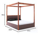 STRATA FURNITURE Solid Sheesham Wood Queen Size Poster Bed with Box Storage Wooden Upholstered Double Bed for Bedroom Living Room Home (Honey Finish)