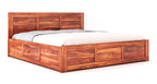 STRATA FURNITURE Sheesham Wood King Size Bed with Box Storage Wooden Double Bed Cot Bed Furniture for Bedroom Living Room Home (Honey Finish)