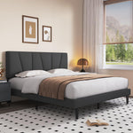 STRATA FURNITURE Wooden King Size Bed Cot Without Storage Upholstered Double Bed for Bedroom Living Room Home (Dark Grey Finish)