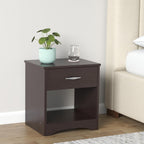 STRATA FURNITURE Sheesham Wood Bedside Table with Drawer and Shelf Storage Wooden Night Stand for Bedroom Living Room Home (Dark Brown Finish)