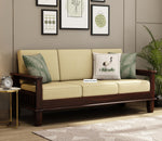 STRATA FURNITURE Sheesham Wood 3 Seater Sofa Set for Living Room Home Office Solid Wood Sofa Set Furniture Wooden Sofa Set 3 Seater (Walnut Finish)