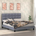 STRATA FURNITURE Wooden King Size Bed Cot Without Storage Upholstered Double Bed for Bedroom Living Room Home (Candler Grey Finish)