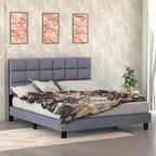 STRATA FURNITURE Wooden King Size Bed Cot Without Storage Upholstered Double Bed for Bedroom Living Room Home (Candler Grey Finish)