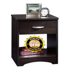 STRATA FURNITURE Sheesham Wood Bedside Table with Drawer and Shelf Storage Wooden Night Stand for Bedroom Living Room Home (Dark Brown Finish)