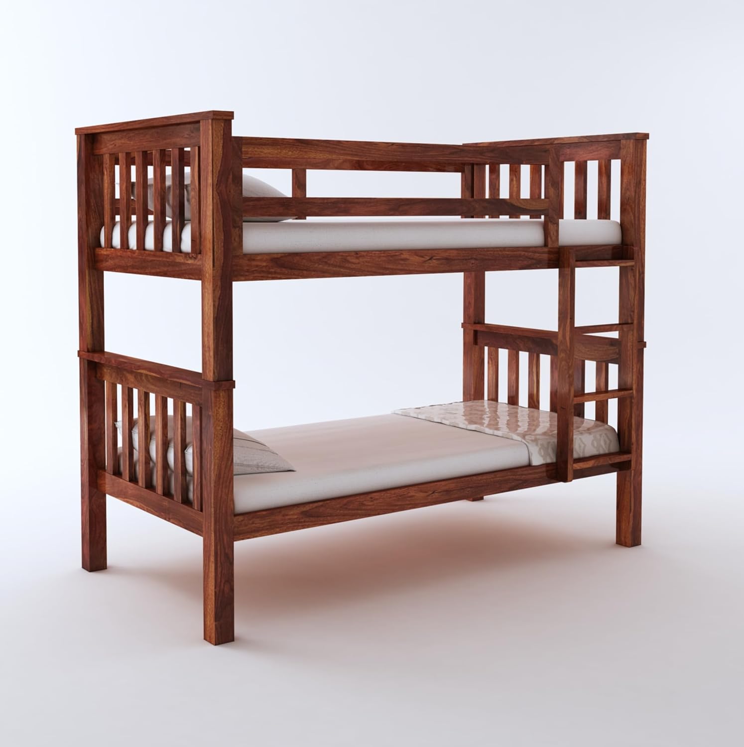 STRATA FURNITURE Sheesham Wood Bunk Bed Without Storage Wooden Double Bed Bed Furniture for Bedroom Living Room Home (Honey Finish)