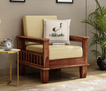 STRATA FURNITURE Sheesham Wood Single Seater Sofa Set for Living Room Home Office Solid Wood Sofa Set Furniture (Honey Finish)