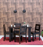 Sheesham Wood 4 Seater Dining Table Set with 4 Chairs for Home Warm Chestnut Finish, Brown