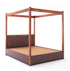 STRATA FURNITURE Solid Sheesham Wood King Size Poster Bed with Box Storage Wooden Upholstered Double Bed for Bedroom Living Room Home (Honey Finish)