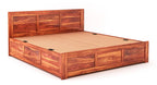 STRATA FURNITURE Sheesham Wood King Size Bed with Box Storage Wooden Double Bed Cot Bed Furniture for Bedroom Living Room Home (Honey Finish)