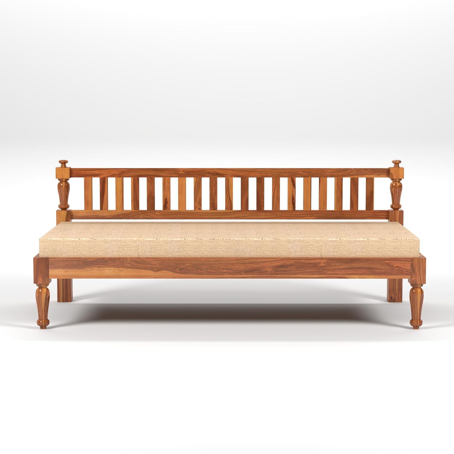 STRATA FURNITURE Solid Sheesham Wood 3 Seater Sofa Cum Diwan Bed for Living Room Bedroom Furniture Three Seater Sofa Wooden Couch Diwan Sofa Settee for Home, Hall, and Office (Natural Finish)