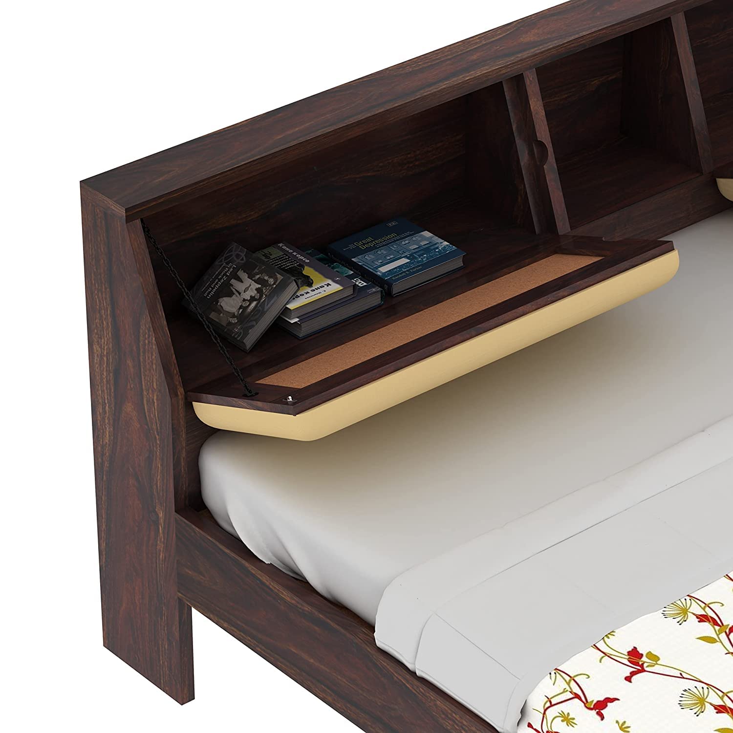 STRATA FURNITURE Sheesham Wood King Size Double Bed Without Storage Wooden Palang Cot for Bedroom Living Room Furniture (Walnut Finish)