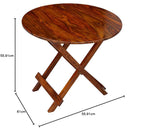 STRATA FURNITURE Sheesham Wood Round Folding Coffee Table Wooden Teapoy Table for Living Room Home Office -(Brown Finish)