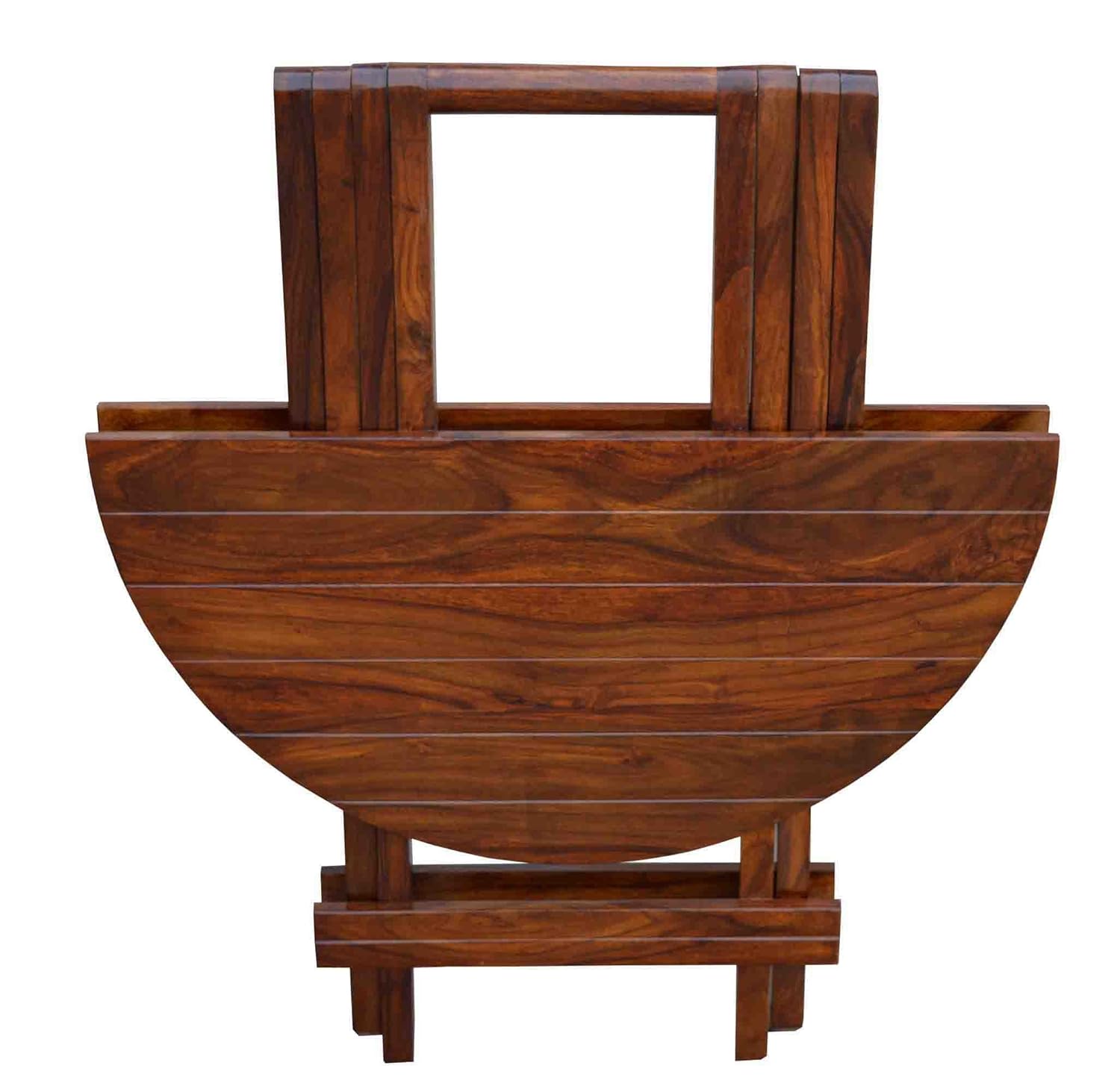 STRATA FURNITURE Sheesham Wood Round Folding Coffee Table Wooden Teapoy Table for Living Room Home Office -(Brown Finish)