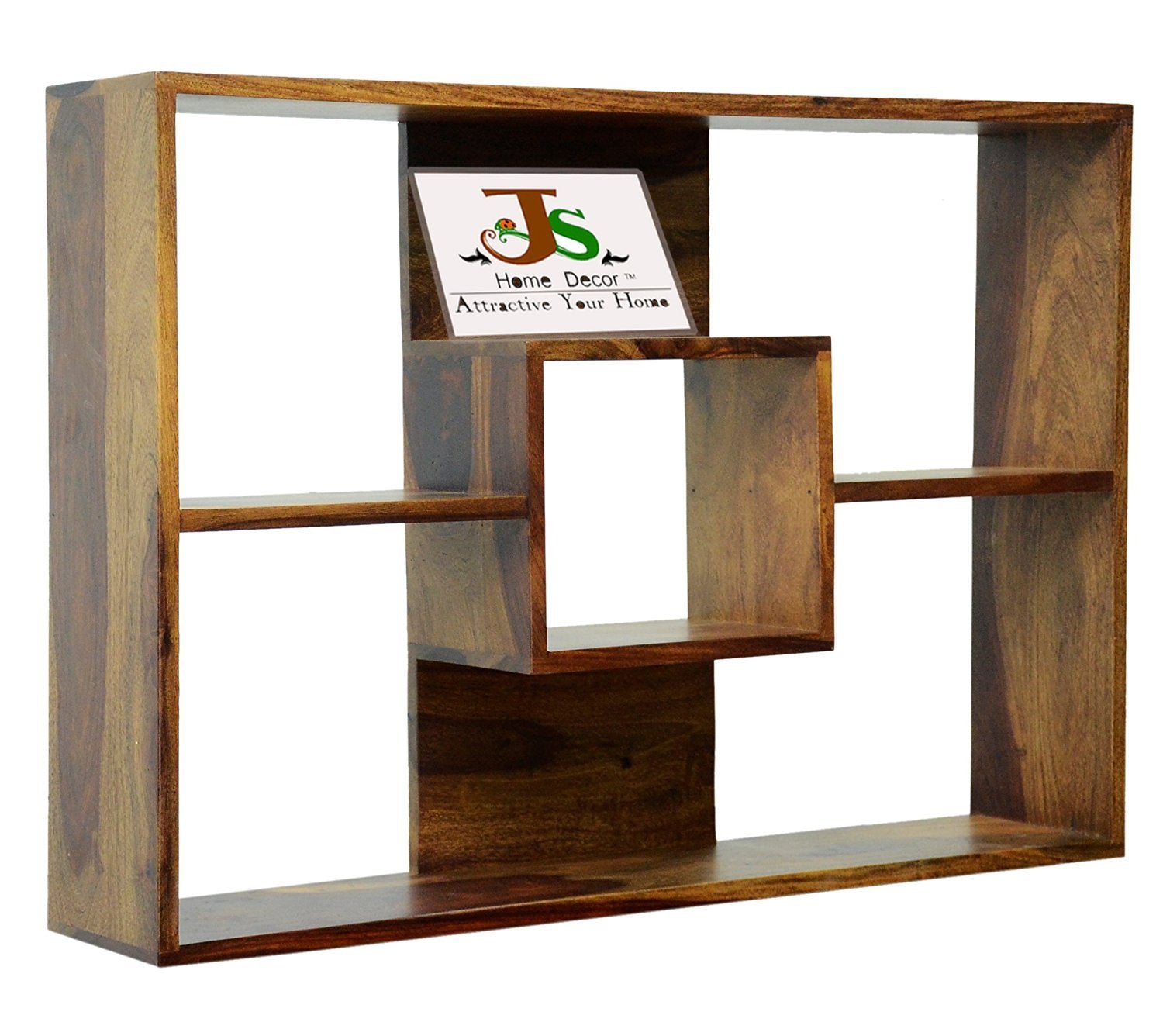 Strata Furniture Sheesham Wood Wall Shelf for Living Room | Floating Wall Shelves | Brown