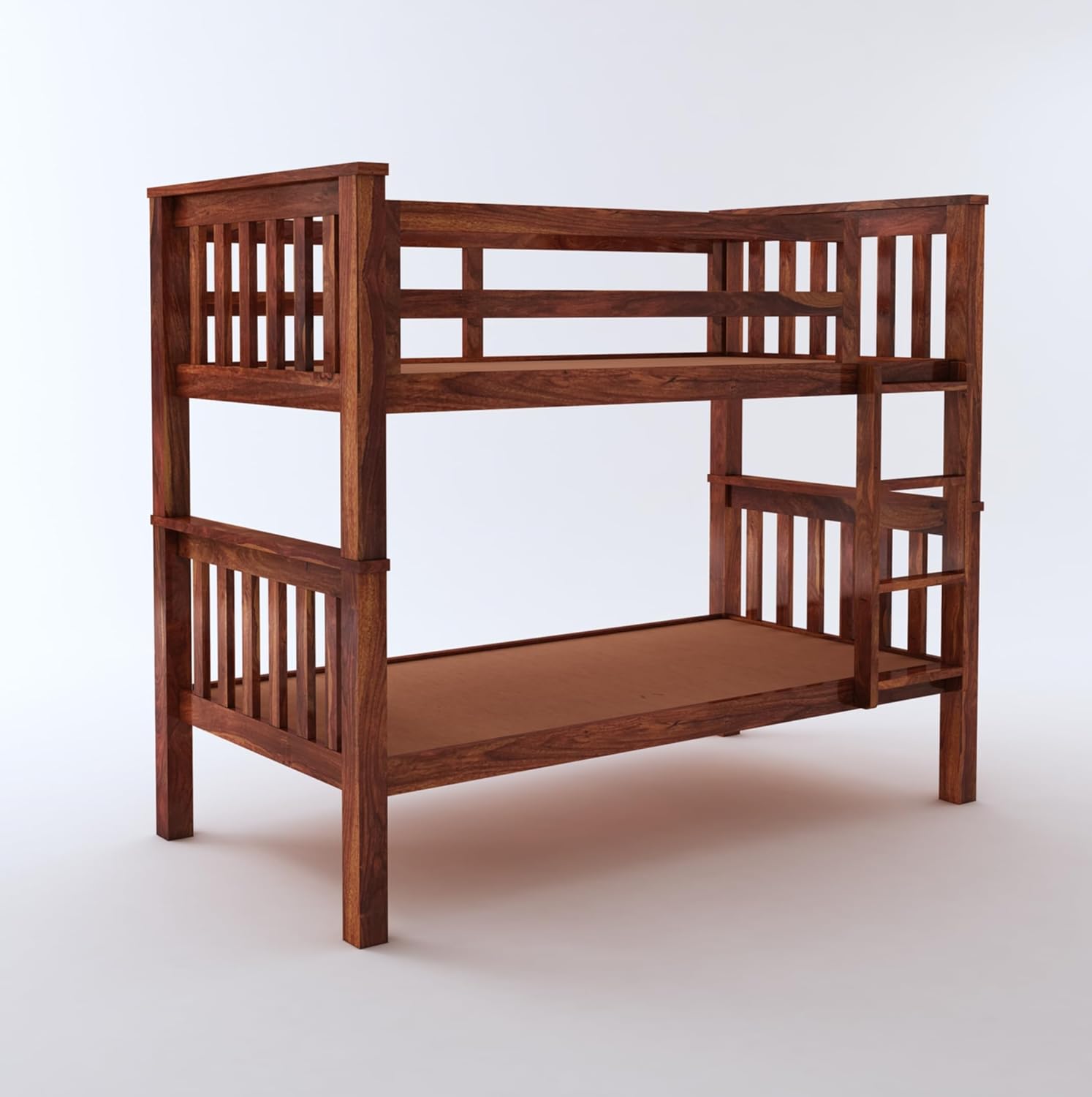 STRATA FURNITURE Sheesham Wood Bunk Bed Without Storage Wooden Double Bed Bed Furniture for Bedroom Living Room Home (Honey Finish)