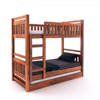 STRATA FURNITURE Solid Sheesham Wood Bunk Bed With Trundle Wooden Bunk Bed With Ladder For Bedroom Living Room Home (Honey Finish), 2.08 Meters, 99.06 CM, 167.64 Cm