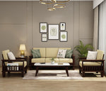 STRATA FURNITURE Solid Sheesham Wood 5 Seater Sofa Set for Living Room Home Office | 3+1+1 Solid Wood Sofa Set Wooden Sofa Set 5 Seater (Walnut Finish)