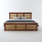 STRATA FURNITURE Solid Sheesham Wood Queen Size Bed Without Storage for Bedroom Living Room Home Wooden Headboard Cot Double Bed Palang Furniture (Honey Finish)