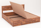STRATA FURNITURE Solid Sheesham Wood King Size Bed with Box Storage | Wooden Double Bed Cot Palang Furniture for Bedroom Living Room and Home (Honey Finish)