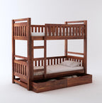 STRATA FURNITURE Sheesham Wood Bunk Bed with 2 Drawer Storage Wooden Double Bed Bed Furniture for Bedroom Living Room Home (Honey Finish)