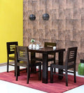 Sheesham Wood 4 Seater Dining Table Set with 4 Chairs for Home Warm Chestnut Finish, Brown