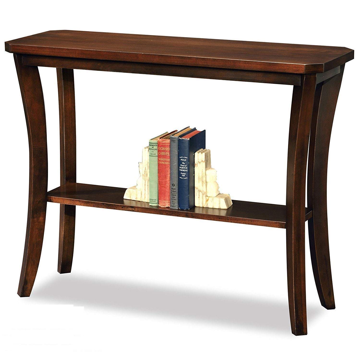 STRATA Furniture Solid Sheesham Wood Curve Legs Console Table with Shelf Storage for Living Room Bedroom Hall Kitchen Home Wooden Entryway Tables Furniture (Brown Finish)