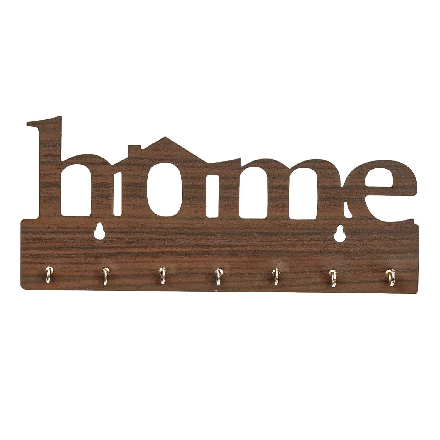 STRATA FURNITURE Wooden Home Key Holder for Living Room Bedroom Home Wall Decor Stylish Holder Solid Wood Wall Mounted Key Holder Stand (Brown Finish)