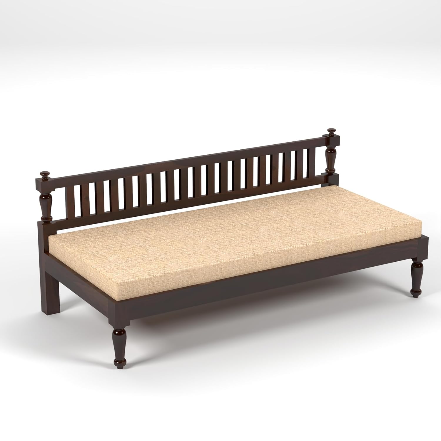 STRATA FURNITURE Solid Sheesham Wood 3 Seater Sofa Cum Diwan Bed for Living Room Bedroom Furniture Three Seater Sofa Wooden Couch Diwan Sofa Settee for Home, Hall, and Office (Walnut Finish)