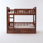 STRATA FURNITURE Sheesham Wood Bunk Bed with 2 Drawer Storage Wooden Double Bed Bed Furniture for Bedroom Living Room Home (Honey Finish)