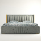 STRATA FURNITUR Upholstered Queen Size Bed with Box Storage for Bedroom Furniture Solid Wood Fabric Bed Wooden Double Bed Cot Palang for Home Living Room and Hotels (Grey)
