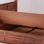 STRATA FURNITURE Solid Sheesham Wood King Size Poster Bed with Storage Wooden Double Bed for Bedroom Living Room Home (Natural Finish)