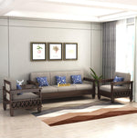 STRATA FURNITURE Solid Sheesham Wood 5 Seater SofaSet for Living Rooms 3+1+1 Wooden Sofa Set for Home and Office (Walnut Brown)