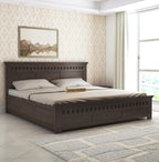 STRATA FURNITURE Sheesham Wood King Size Bed with Box Storage Wooden Double Bed Cot Bed Furniture for Bedroom Living Room Home (Walnut Finish)