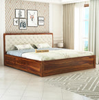 STRATA FURNITURE Sheesham Wood King Size Bed with Box Storage Solid Wood Cot Palang Wooden Double Bed Furniture for Bedroom Living Room (Honey Finish)