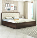 STRATA FURNITURE Solid Sheesham Wood King Size Bed with Storage for Bedroom Living Room Solid Wooden Furniture Double Bed for Home Hotels (Walnut Finish)