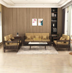 STRATA FURNITURE Sheesham Wood 7 Seater Sofa Set for Living Room Home Office Hall Solid Wooden 3+2+1+1 Seater Sofa Set Furniture (Walnut Finish)