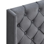 STRATA FURNITURE Wooden Queen Size Bed Upholstered Double Bed Cot Bed Furniture for Bedroom Living Room Home (Grey Finish)
