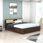 STRATA FURNITURE Sheesham Wood King Size Bed with Drawer Storage Solid Wood Double Bed Palang Wooden Bed for Bedroom Living Room Furniture (Walnut Finish)