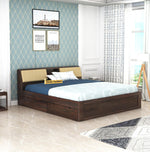 STRATA FURNITURE Sheesham Wood King Size Bed with Drawer Storage Solid Wood Double Bed Palang Wooden Bed for Bedroom Living Room Furniture (Walnut Finish)