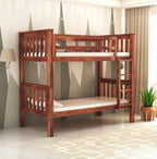 STRATA FURNITURE Sheesham Wood Bunk Bed Without Storage Wooden Double Bed Bed Furniture for Bedroom Living Room Home (Honey Finish)