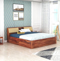 STRATA FURNITURE Sheesham Wood King Size Bed with Drawer Storage Solid Wood Double Bed Palang Wooden Bed for Bedroom Living Room Furniture (Honey Finish)