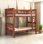 STRATA FURNITURE Sheesham Wood Bunk Bed Without Storage Wooden Double Bed Bed Furniture for Bedroom Living Room Home (Honey Finish)